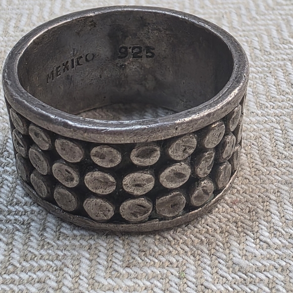 Vintage Brutalist Chunky Sterling 925 Mexico Bali Dot Ring